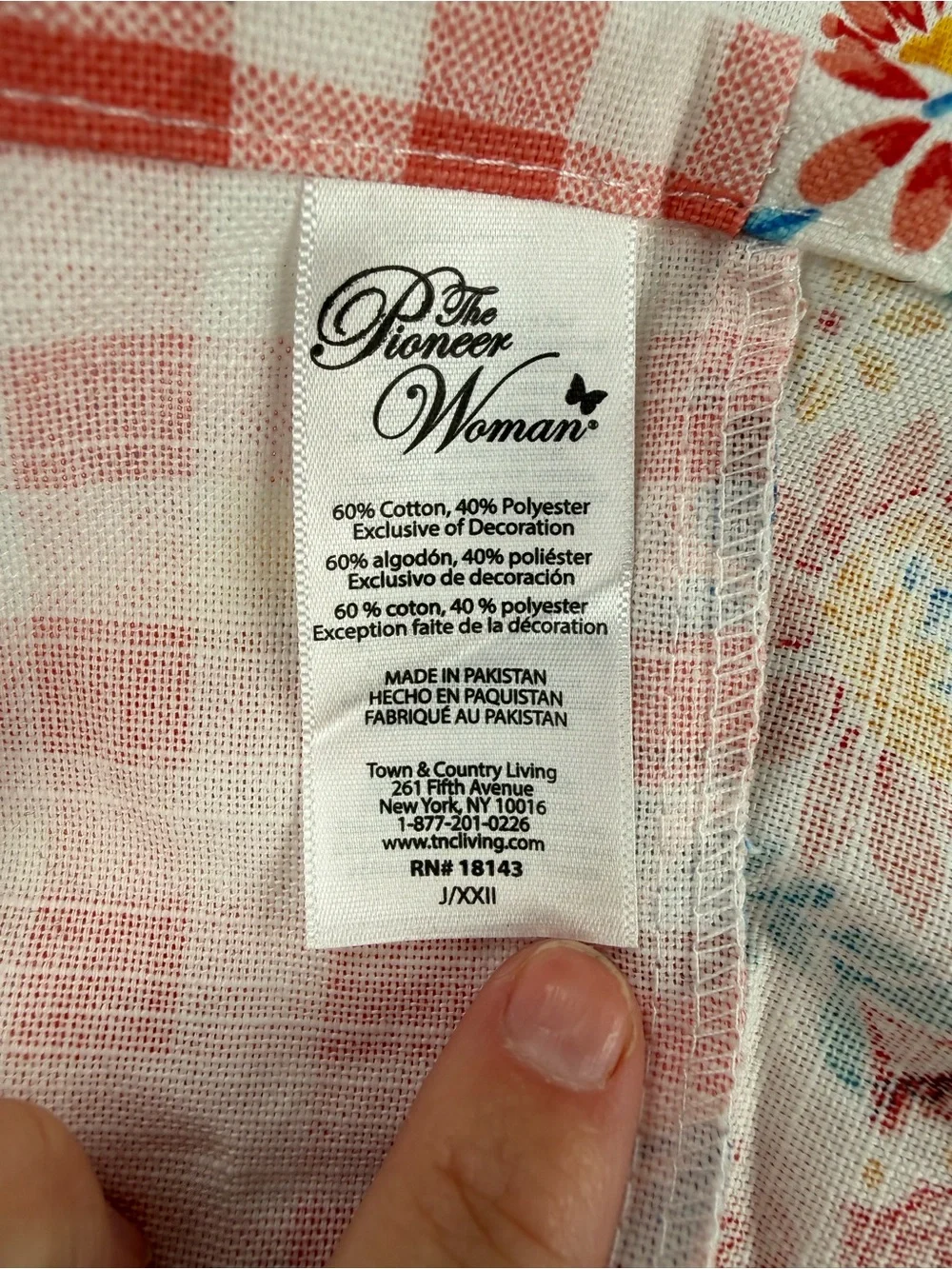 Set of 4 The Pioneer Woman Coral Gingham & Multicolor Floral Curtains